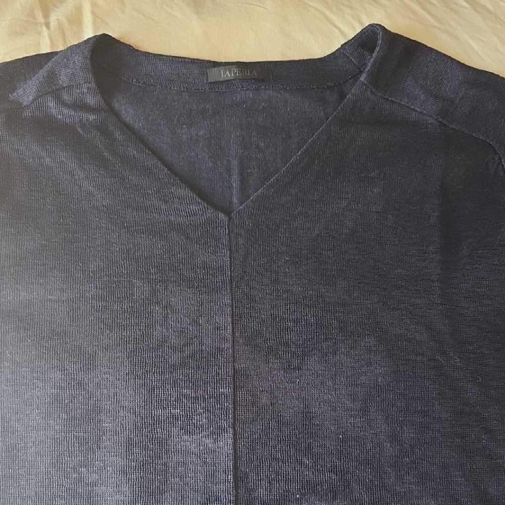 La Perla Blue V-Neck Sweater Luxurious Design